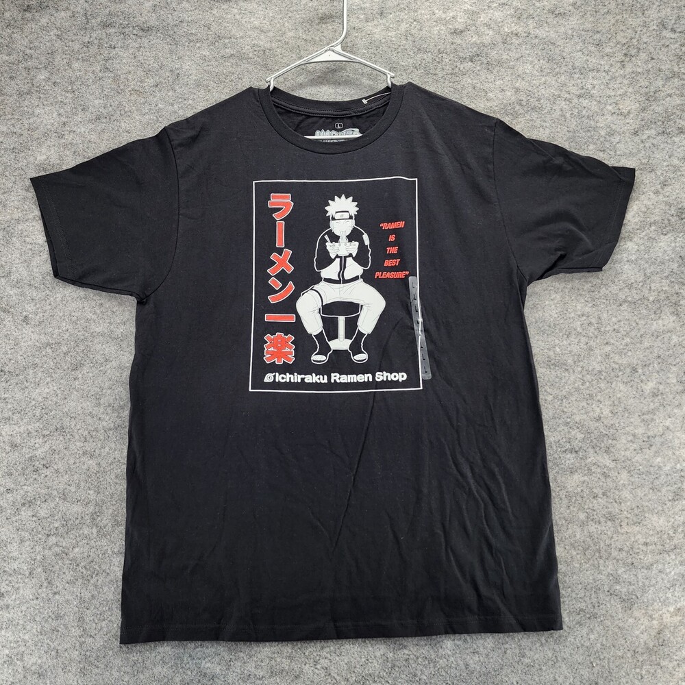 Naruto Shippuden Shirt Mens Large Short Sleeve Black Anime Ramen